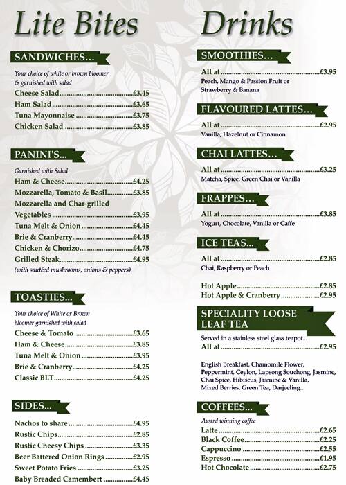 Menu at Beech Tree pub & bar, High