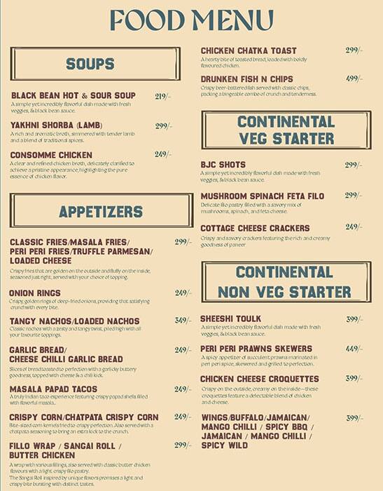 Menu of Kairos Bar &amp; Kitchen, Sainikpuri, Secunderabad