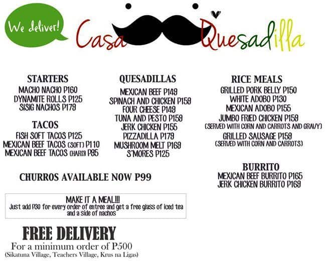 Casa Quesadilla Menu, Menu for Casa Quesadilla, Sikatuna Village, Quezon City Zomato Philippines
