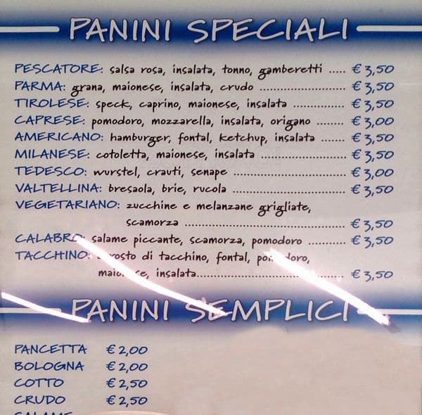 Menu di kilomangiaro 