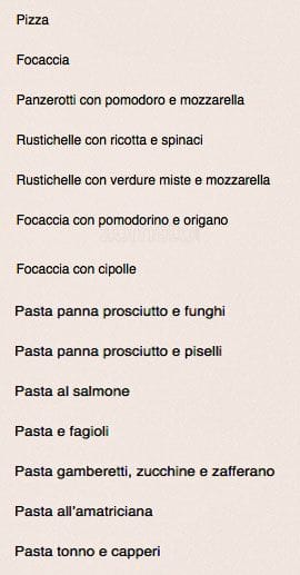 Menu di kilomangiaro 