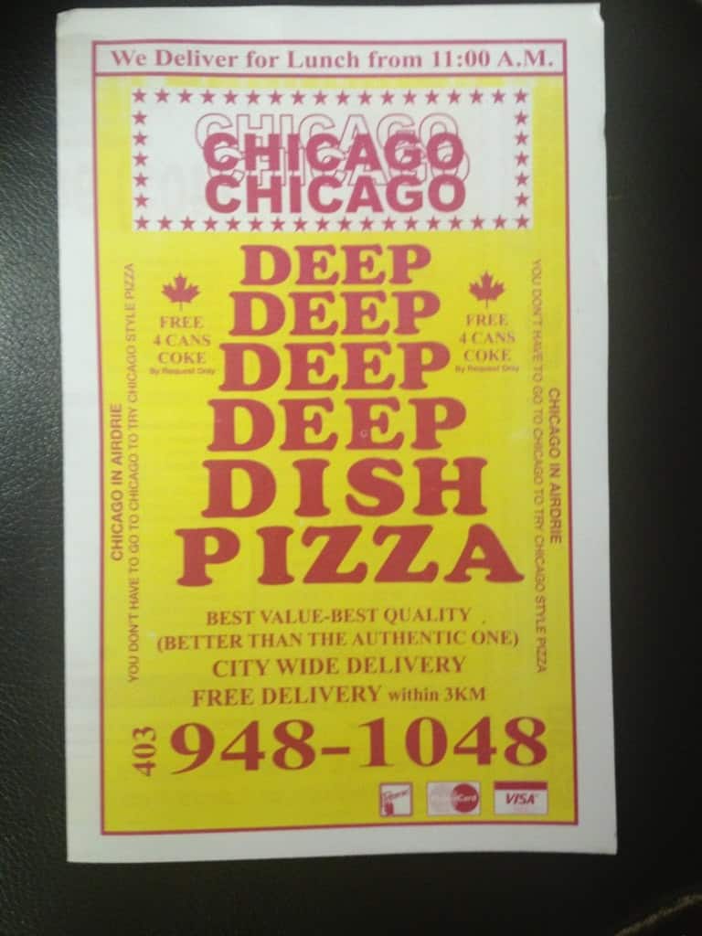 Chicago Deep Dish Pizza Menu, Menu for Chicago Deep Dish Pizza, Airdrie