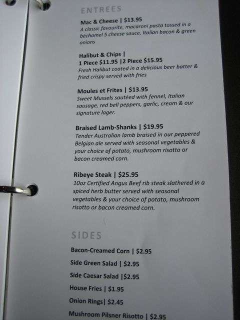 The Noble Pig menu