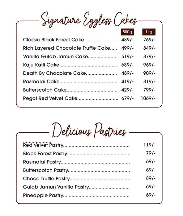 Menu of The Dessert Heaven - Pastry, Brownie and Cakes, Adyar, Chennai