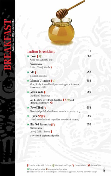 Pavilion 75 - WelcomHotel Dwarka menu