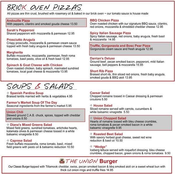 Carta Del Restaurante The Union Kitchen Memorial Houston Memorial Dr Space 10