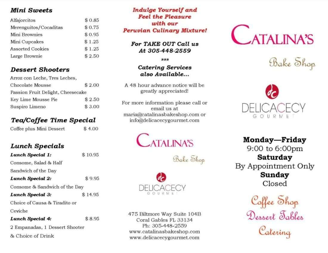 Catalina's Bake Shop Menu Urbanspoon/Zomato