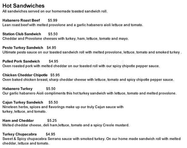 The Station Cafe Menu, Menu for The Station Cafe, Southtown, San ...