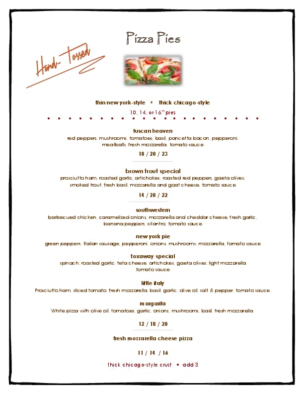 Menu at Brown Trout Mountain Grille restaurant, Lake Toxaway, 188 US64