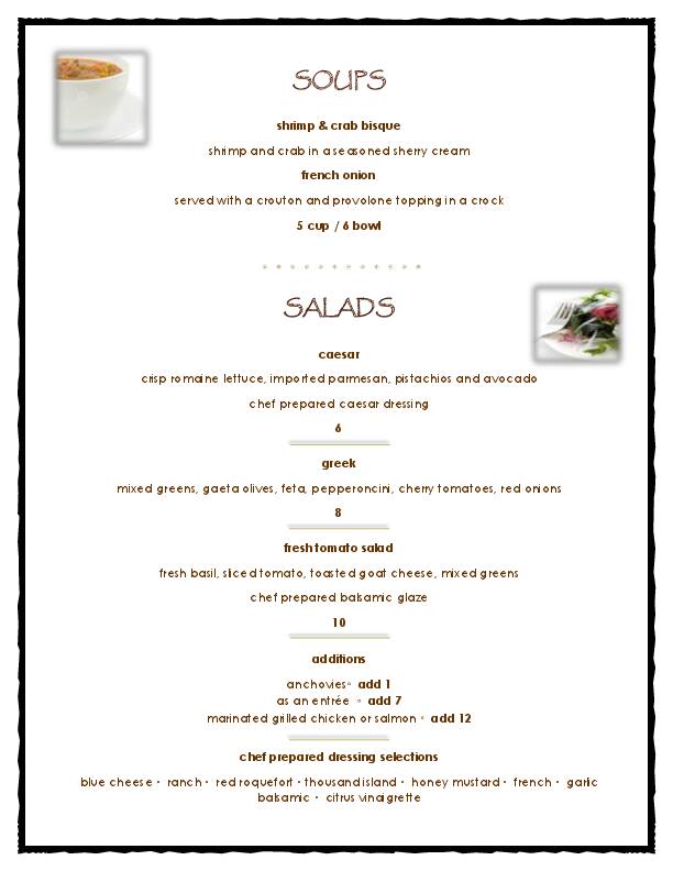 Menu at Brown Trout Mountain Grille restaurant, Lake Toxaway, 188 US64