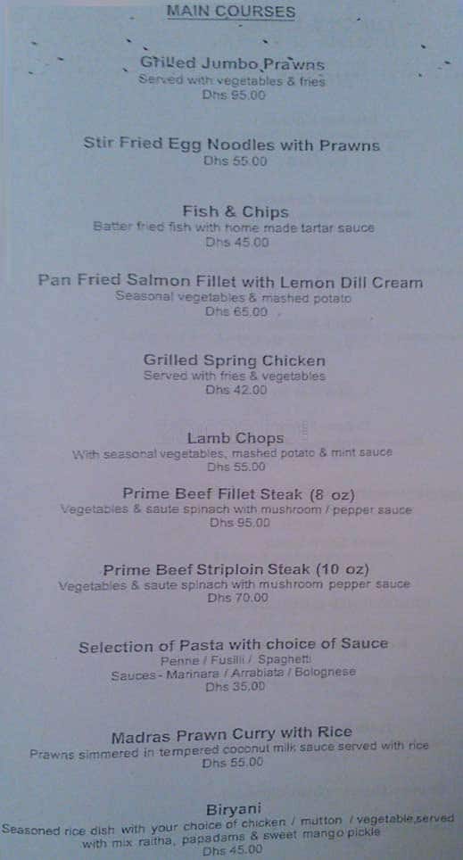 Menu of Olive Tree Restaurant Avari Dubai Hotel, Al Rigga, Dubai