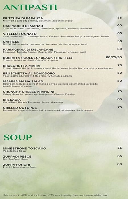 Mamma maria menu hotsell
