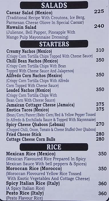 Garnish menu