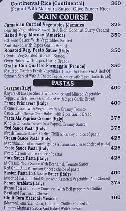 Garnish menu