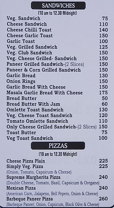 Garnish menu