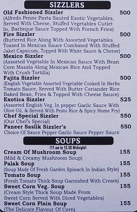 Garnish menu