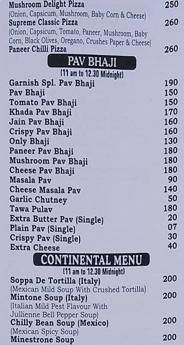 Garnish menu