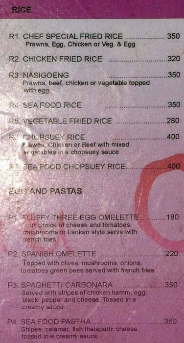 Roanu Cafe menu