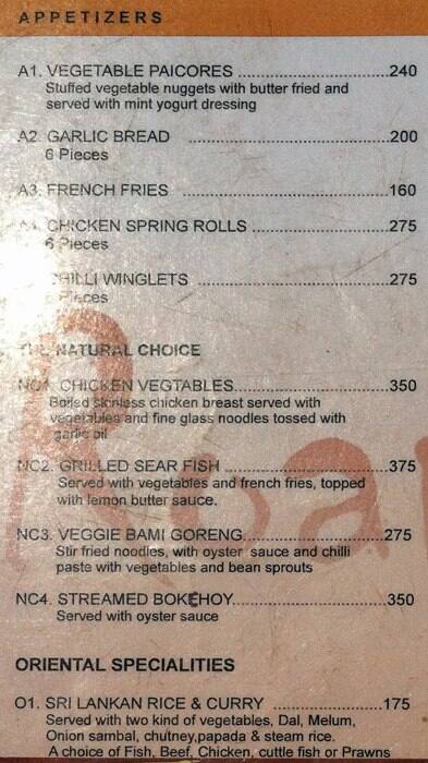 Roanu Cafe menu