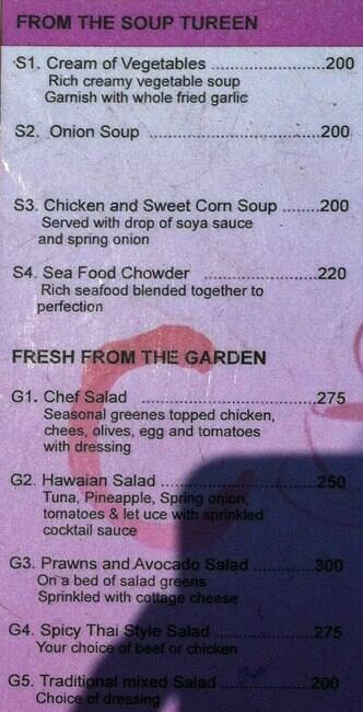 Roanu Cafe menu