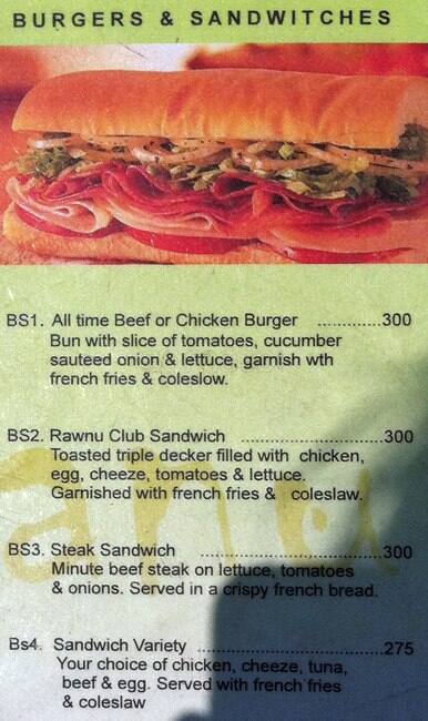 Roanu Cafe menu