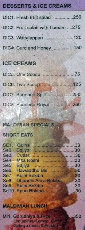 Roanu Cafe menu
