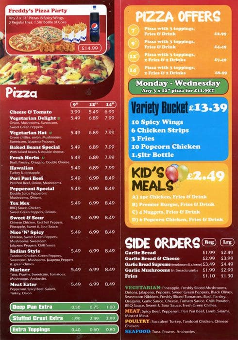 Freddy's Menu, Menu for Freddy's, Longsight, Manchester - Zomato UK