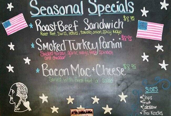 Samantha's Cafe menu