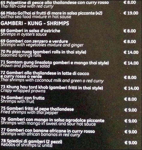 Menu di Go Thai Roma 