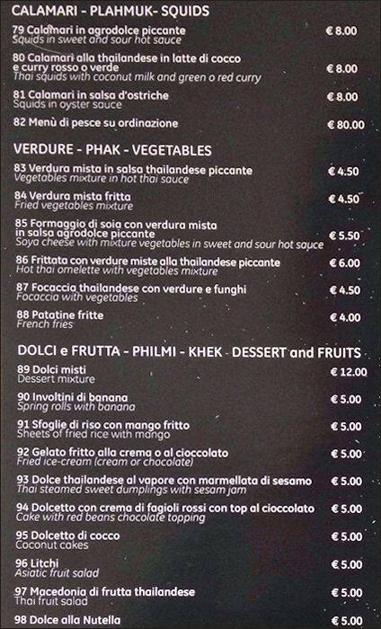 Menu di Go Thai Roma 