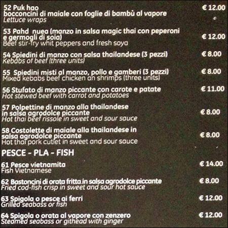 Menu di Go Thai Roma 