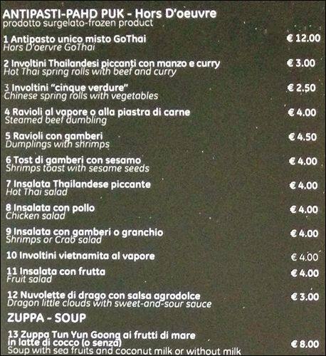 Menu di Go Thai Roma 