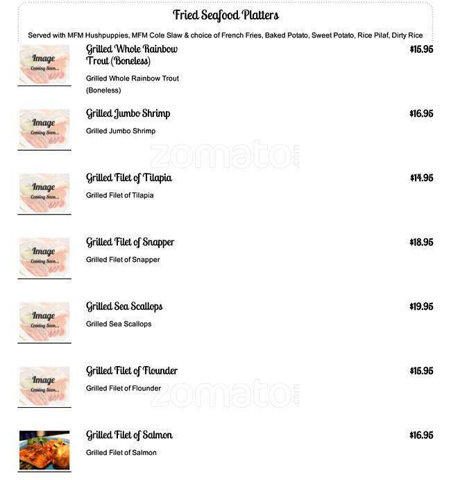 Menu at Marietta Fish Market restaurant, Marietta