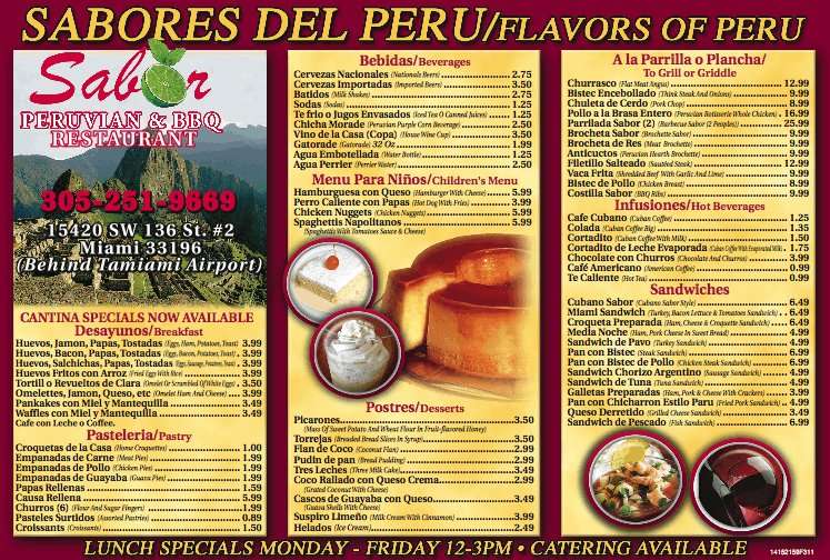 Sabor menu