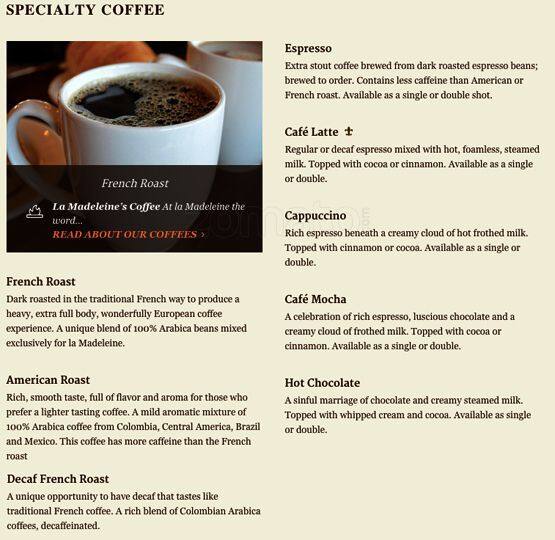 Menu at La Madeleine cafe, Addison, Belt Line Rd Suite 112