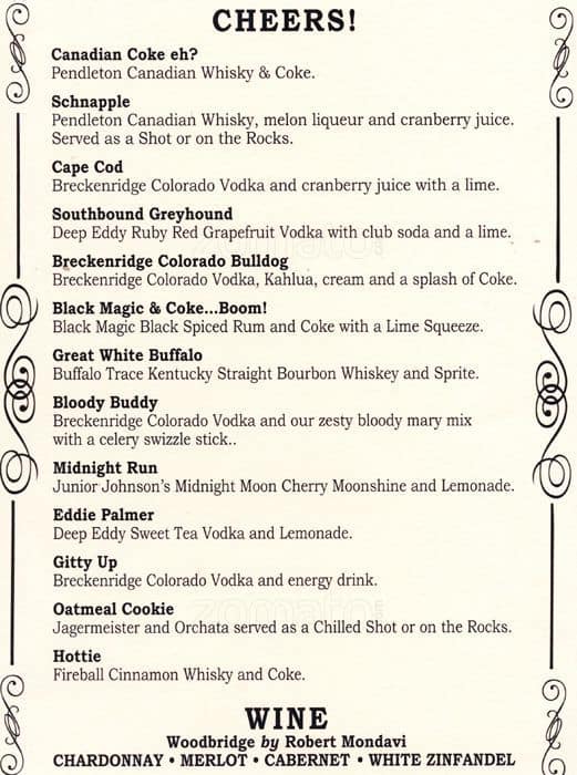 Denver Stockyard Saloon - The Yard Bar menu