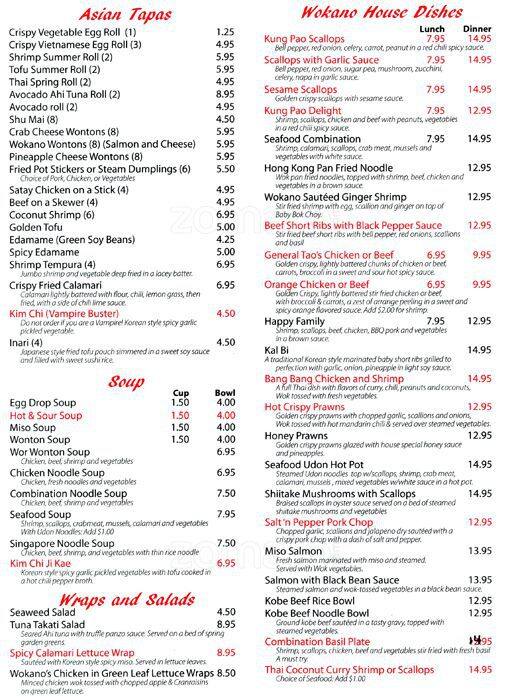 Wokano Asian Bistro Menu 86