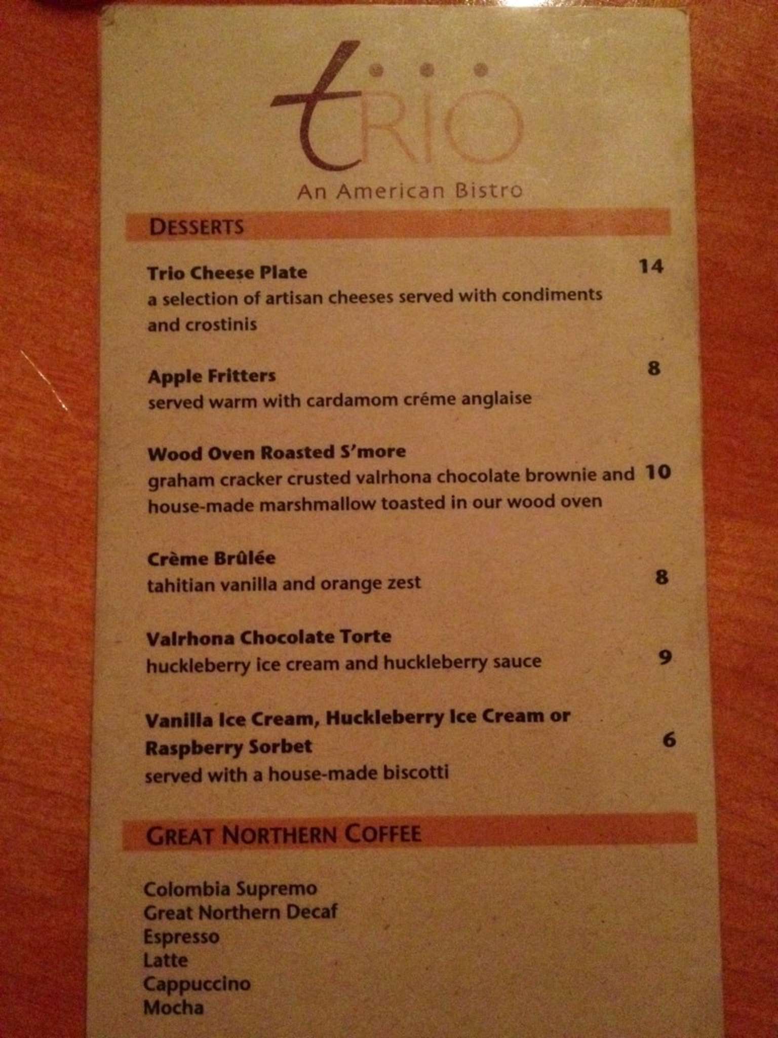 Trio An American Bistro Menu, Menu for Trio An American Bistro, Jackson