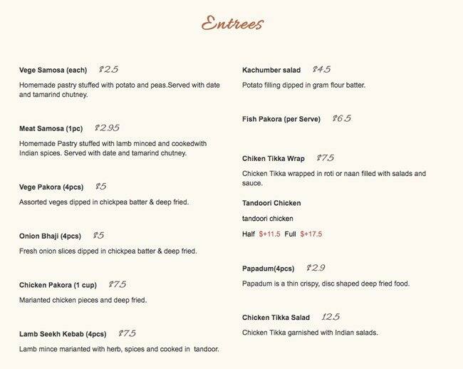 Kohinoor Indian Cuisine Menu, Menu for Kohinoor Indian Cuisine