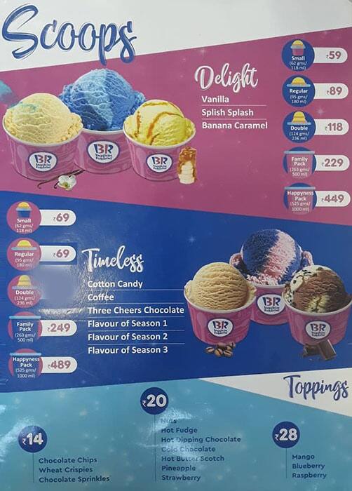 Menu of Baskin Robbins Happyness Shakes, Borivali East, Mumbai