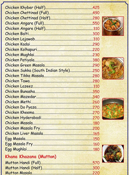 Lakeside menu