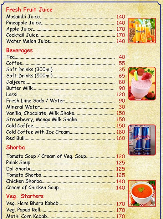Lakeside menu