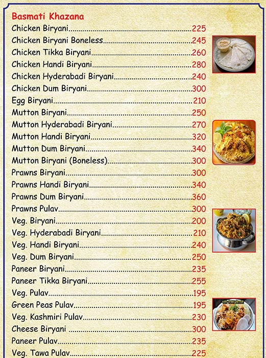 Lakeside menu