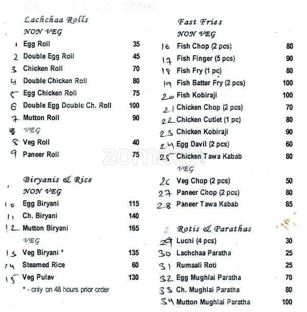 Yummy Bengal menu