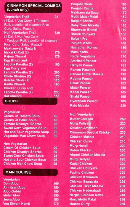 Cinnamon Kitchen menu