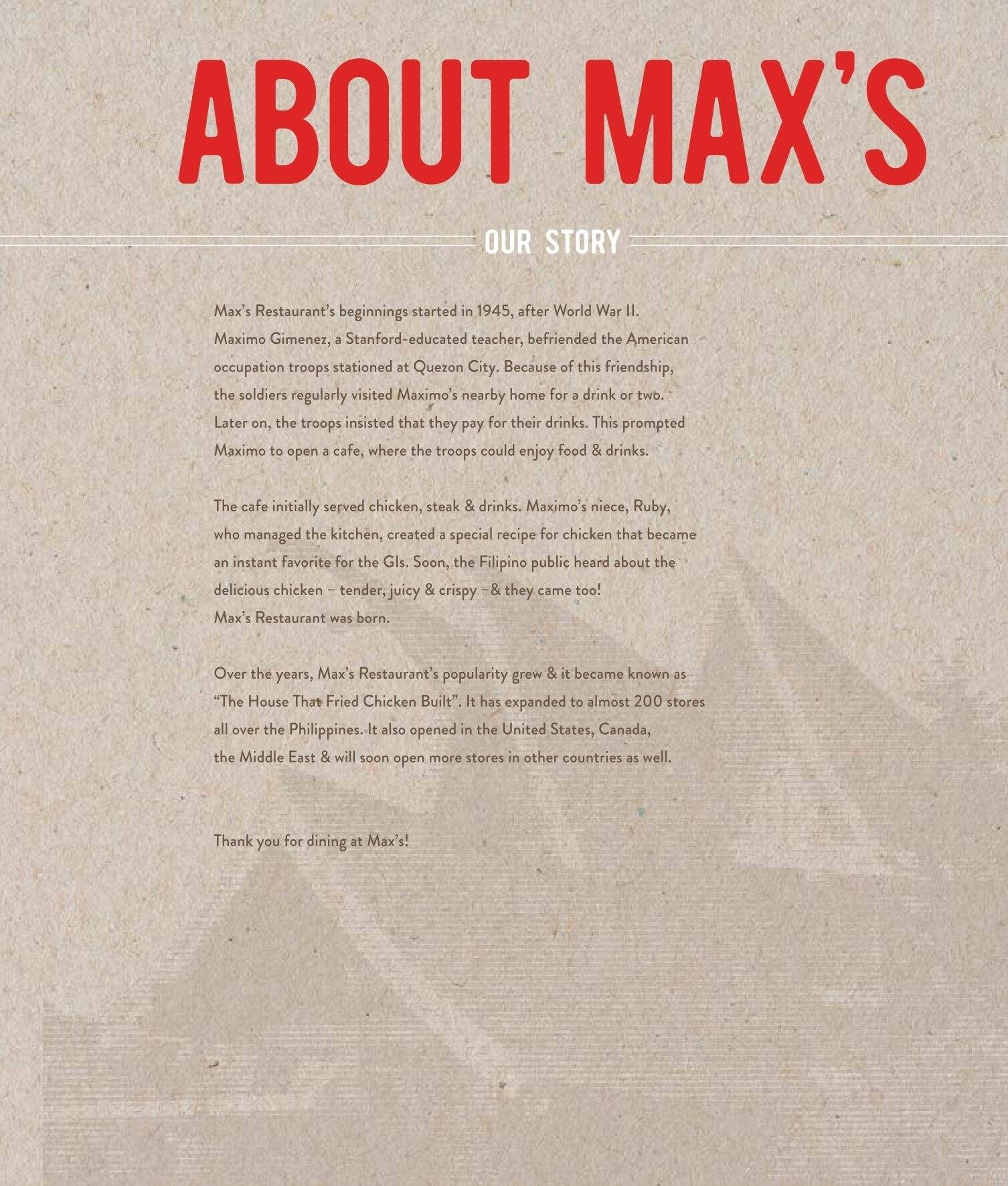 Max's Restaurant меню