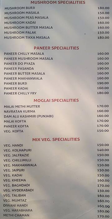 Niranjan menu