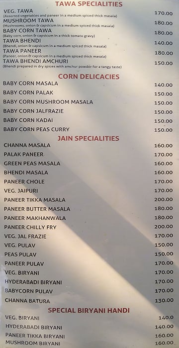 Niranjan menu