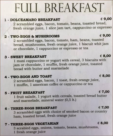 Dolceamaro Caffè Speisekarte