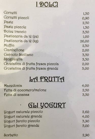 Dolceamaro Caffè Speisekarte